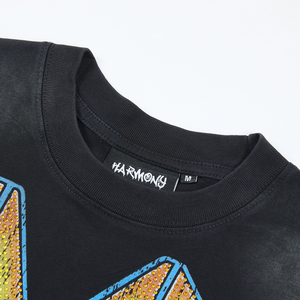 Camisetas HARMONY de bajo precio, estilo streetwear, con estampado de perforación en caliente, manga corta, casual, a la moda, para hombre. - Product Image 2