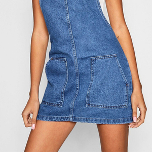 Falda Vaquera Corta Informal de Verano para <span class=keywords><strong>Mujer</strong></span>, Estilo Europeo y Americano, con Bolsillos Delanteros, <span class=keywords><strong>Vestido</strong></span> Tipo Pinafore de Mezclilla, 2022 - Product Image 5