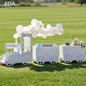 Toile de fond LEDA pour fête d'anniversaire, simple, non mobile, trois pièces, table de desserts, fond en acrylique blanc en forme de train pour mariage - Product Image 1