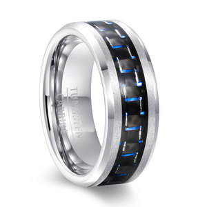 Anillo de Carburo de Tungsteno de 8mm con Incrustaciones de Fibra de Carbono Verde, Joyería de Moda para Hombre, Diseño Geométrico, Regalo - Product Image 5