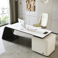 Meubles de bureau à domicile Ensemble de bureau de luxe Bureau de direction blanc Table de bureau moderne Bureau de patron PDG Directeur
