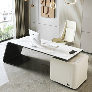 Arredamento per <span class=keywords><strong>Ufficio</strong></span> Domestico, Set <span class=keywords><strong>Scrivania</strong></span> di Lusso, Tavolo Direzionale Bianco, <span class=keywords><strong>Scrivania</strong></span> Moderna per Manager, CEO e Dirigenti - Product Image 6