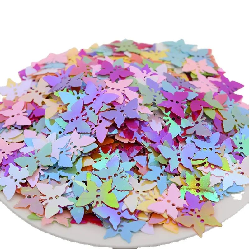 Разноцветные блестки-бабочки 13 мм из ПВХ с золотыми пайетками, Швейные бабочки, блестки, аксессуары для одежды, шитье, свадебные ремесла