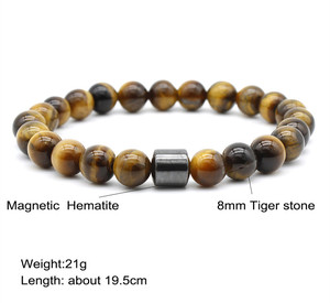 Bracelet extensible en perles de lave naturelle avec breloques magnétiques de 8 mm, personnalisable, vente en gros, pour couple - Meilleures ventes - Product Image 2