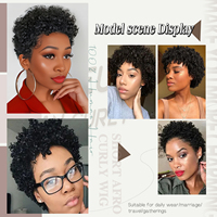 Perruque Pixie Cut en Cheveux Humains Bouclés, Courte, Type Bob, avec Dentelle Frontale 13x1 HD Transparente, Pré-Pluckée pour Femmes Noires