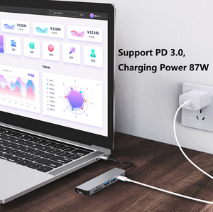 Usb-c Hub Tipo C 3,1 Adaptador <span class=keywords><strong>Dock</strong></span> Con 4K Hdtv Pd Cargo Para <span class=keywords><strong>Notebook</strong></span> 6 puertos Usb Tipo C Hub a Hdtv Adaptador 6 puertos Usb Hub - Product Image 4