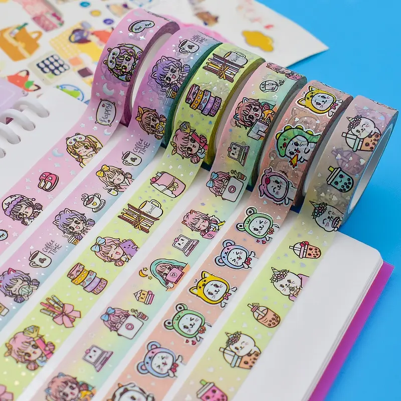 Custom printed personalized design kawaii cute Japanese masking paper tape set aesthetic buy decoration Washi Tape