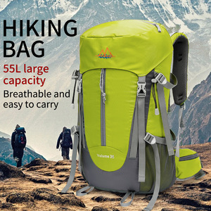 Large 55L Hiking Backpack Waterproof Camping Rucksack Durable Travel Bag for Trekking Mountaineering Backpacking Gear