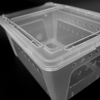 Terrarium en plastique pour reptiles avec plateforme de basking et cachette pour tortue, grenouille, gecko, escargot et habitat d'insectes