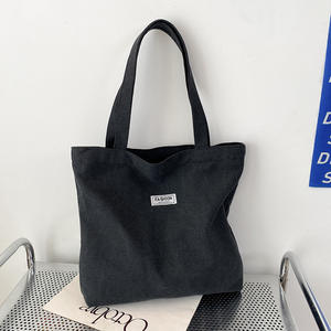 Sac fourre-tout en toile épaisse et lavée pour femme, grande capacité, sac à main/sac à bandoulière simple pour les trajets quotidiens. - Product Image 1