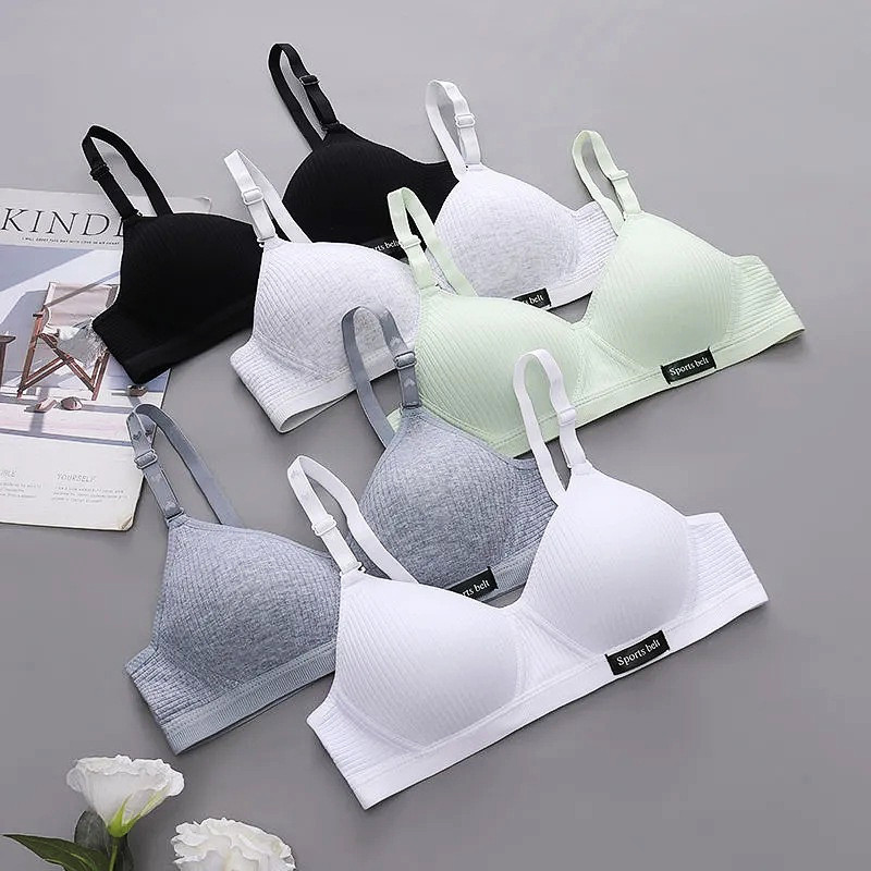 Teenagers Girl Cotton Underwear Bra Small Cup Wire Free Push up Sport Brassiere Lady Summer Thin Seamless Bras