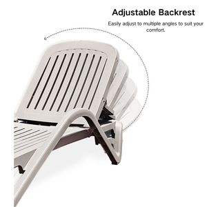 Chaises longues de <span class=keywords><strong>piscine</strong></span> en plastique <span class=keywords><strong>blanc</strong></span> réglables, 4 positions, portables, pliables, pour patio, hôtel, jardin, balcon, cadre - Product Image 6