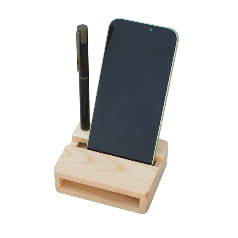 Fabriek Directe Verkoop Desktop Real Wood Speaker Algemene Luie Mobiele Telefoon Stand Ornamenten Unplugged Houten Luidspreker