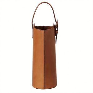 Porte-bouteille de vin en cuir avec logo personnalisé, sac de transport pour vin portable pour cadeau - Product Image 4