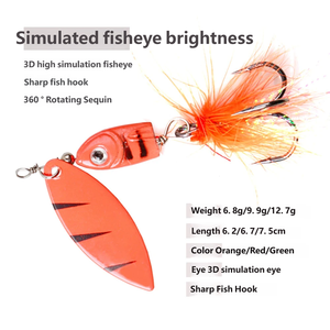 Esca Metallica Rotante con Piume - Spinnerbait a Lunga Gittata con Ami per Spigola e Pesca in <span class=keywords><strong>Mare</strong></span> - Product Image 6