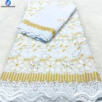 Tissus Sinya Broderie Dentelle Suisse Nigériane Africaine 100% Coton 7 Yards Style Dubaï – Élegante Harmonie pour Foulard Musulman