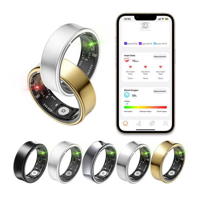 Hot Selling Men's Smart Ring Health Fitness Tracker Blood Oxygen Heart Rate Sleep Monitor Remote Control App Control Titanium