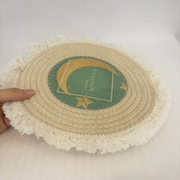 Vente en gros de sets de table ronds en corde de coton réutilisables avec franges, tissés à la main, résistants à la chaleur