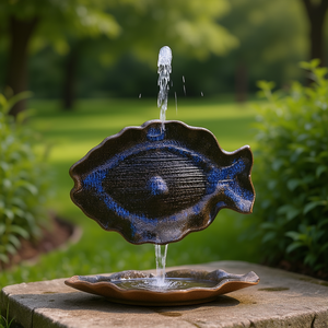 Fontana a Forma di Pesce 24x18 Cm, Elemento Decorativo in Ceramica per Giardino Esterno - Product Image 2