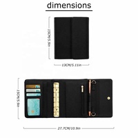 Portefeuille à anneaux en cuir Pebble de luxe, format A7, avec marqueurs, enveloppes pour argent, papeterie/bureau/école, coffret cadeau