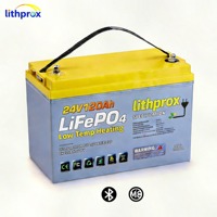 Batterie LiFePO4 24V 120AH Grade A Stockage d'énergie 6000 cycles profonds pour VR avec BMS intelligent Bluetooth, bornes M8, CE RoHS IP67, OEM ODM