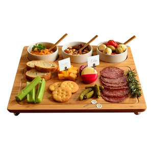 <span class=keywords><strong>Plateau</strong></span> <span class=keywords><strong>de</strong></span> service <span class=keywords><strong>individuel</strong></span> en bambou avec 3 bols en céramique pour la cuisine - Product Image 1