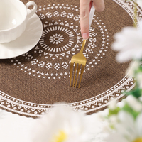 Set de table rond en lin et soie imprimé, style bohème créatif haut de gamme, résistant à la chaleur, antidérapant, protection de table
