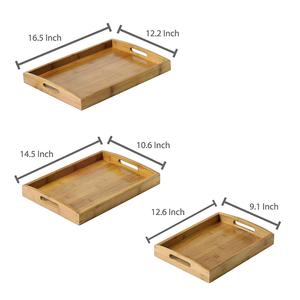 Set of 3 Natural Bamboo Rectangular Nesting Breakfast, Coffee Table <strong>Butler</strong> Serving <strong>Trays</strong> - Product Image 2