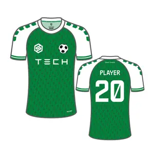 Green Football T-shirt Customized Raglan Sleeve Printed Man T-shirts Soccer Team Club Jersey Wholesale