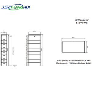 Batería Solar de Iones de Litio LFP3000/HV 57.6V 50Ah, Cada Bloque Recargable, Batería de Almacenamiento de Energía Solar para Sistemas Solares LFP3000/H - Product Image 2