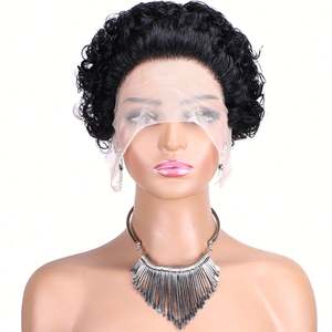 Peluca de Encaje Frontal Amygirl para Cabello Corto y Rizado, 13x1, 10 Pulgadas, Rubia, Cabello Humano Virgen Remy Indio 100%, Longitud Estirada, Sin Pegamento - Product Image 6