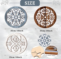 Décoration murale ronde rustique épaisse et durable en 3 pièces pour salon, chambre, maison, intérieur, extérieur, bureau