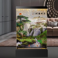 Paroi de séparation intérieure en panneau acrylique LED avec fontaine à bulles d'eau, motifs élégants et éclairage coloré