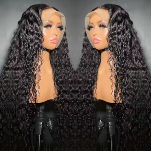 Pelucas de cabello humano natural barato para mujeres negras, peluca con malla frontal de cabello indio con ondas de agua, peluca frontal de encaje completo transparente HD 13X4 - Product Image 1