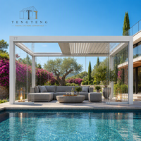 Pergola motorisée moderne en aluminium imperméable avec toit à lames orientables pour patio, terrasse, jardin, espace extérieur