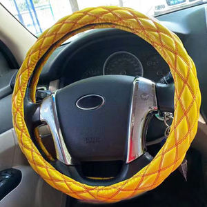 جودة عالية 38-15 بوصة جلد ثقب + ألياف الكربون غطاء توجيه السيارة الموضة الداخلية التبعي المدنية - Product Image 3