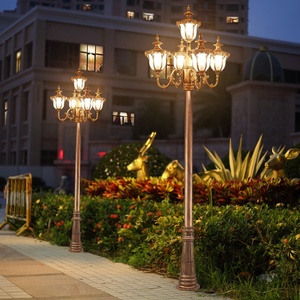 Lámpara de Jardín Exterior de Hierro con 5 Cabezas, Pantallas de Vidrio, 71CM, Montaje Empotrado, AC 220V, No Desmontable, IP66, Sensor de Movimiento, Energía Solar - Product Image 4