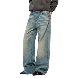 กางเกงยีนส์สีน้ำเงินทรงหลวมสำหรับผู้หญิง ขายส่ง ผ้าฝ้าย 100% คุณภาพสูง ล้างแบบ Dirty Wash สไตล์วินเทจ - Product Image 2