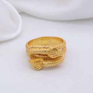 Anillo con diseño de serpiente y hoja de Latón chapado en oro al por mayor, joyería de última moda para niñas y mujeres para fiestas a precio bajo - Product Image 4