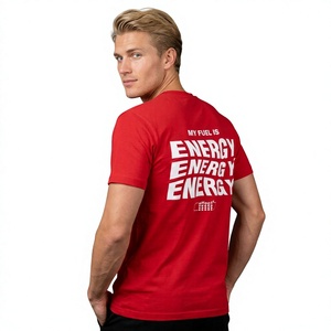 เสื้อยืดลำลองคอกลมแขนสั้นสีแดงสำหรับผู้ชาย Effect Energy Friend ทรงปกติ ผ้าฝ้ายเจอร์ซีย์ 100% ระบายอากาศได้ดี พิมพ์ลายซิลค์สกรีน - Product Image 6