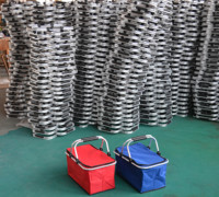 Panier de courses pliable en aluminium personnalisé, petit panier de pique-nique isotherme en toile pliable, panier à main pour le shopping en promotion