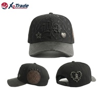 Casquettes de baseball personnalisées en coton 100% avec broderie, motif vigne en relief, effet vieilli, logo métallique sur la visière et patch en cuir