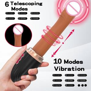 Vibratore <span class=keywords><strong>Dildo</strong></span> Telescopico Automatico Senza Mani con Forte Aspirazione, Ricaricabile USB, 10 Velocità, Impermeabile, Confezione Regalo - Product Image 2