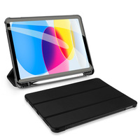 Triple pli porte-crayon souple étui en cuir à rabat pour IPad Air 6 11 pouces 2024 / Air 5 4 /ipad 10th 9 8
