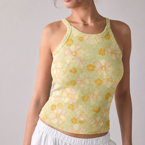 Top Corto Casual con Estampado Playero, Cuello Redondo, Sin Mangas, de Algodón Acordonado Suave de Alta Calidad, 2026 - Product Image 4