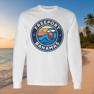 T-shirt a maniche lunghe Freeport Bahamas Vintage Nautical Waves - Product Image 3