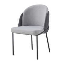 Chaise de salle à manger grise au design moderne, vente en gros d'usine, tissu en lin imperméable, acier stable pour meubles d'intérieur, salle à manger bon marché