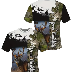 DEER HUNTER 3D Printed Casual T-Shirt Men <b>Pattern</b> Comfy Breathable Sublimation Loose Custom Clothing Spring Summer 180 Grams - Product Image 1