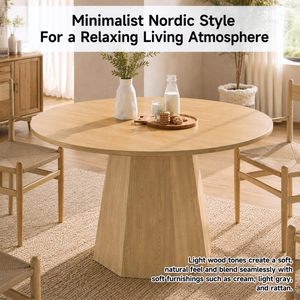 Table à manger SENYU Furniture, mobilier contemporain pour la salle à manger, plateau rond, pieds hexagonaux en forme de pyramide - Product Image 4