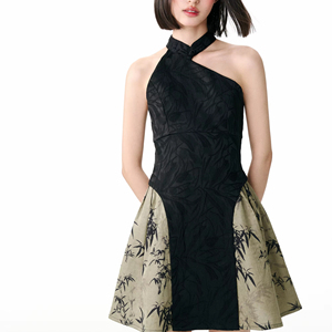 Vestido Largo Personalizable Estilo Chino con Cintura <span class=keywords><strong>Imperio</strong></span>, Cuello Halter, Antiestático, con Costuras de Hojas de Bambú, para Fiestas de Verano, Modelo B82 - Product Image 2